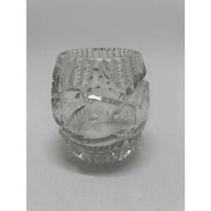 Vintage Cut Crystal Toothpick Matchstick Holder Mini Bud Vase Sawtooth Rim